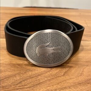 Lacoste Black Belt with Silver Buckle